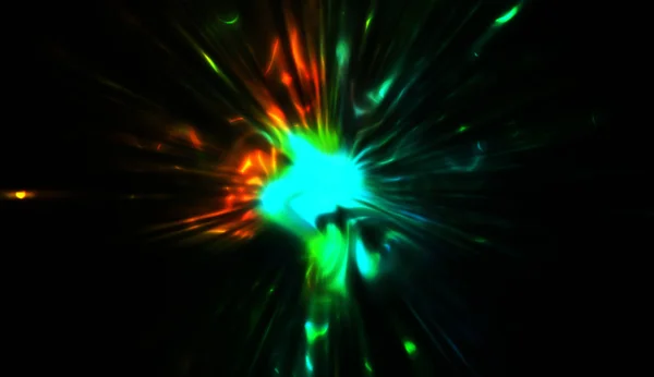 Lichte Deeltjes Beweging Waardoor Een Uitbarsting Van Gloeiende Veelkleurige Stralen — Stockfoto