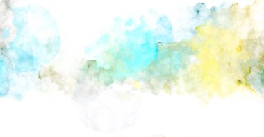 Suluboya arka planda lekeler ve lekelerle boyanmış. Fırça darbesi ile boyanmış. 2d Görüntü.