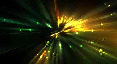 Dinamik hareket eden ışık patlaması. Renkli ışıkların güzel parlak arka planı. Parlayan ışık ışınları ve parçacıkları olan bir yıldızın enerji gösterimi.