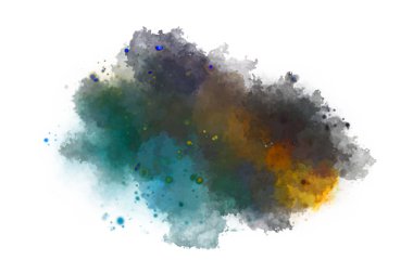 Suluboya arka planda lekeler ve lekelerle boyanmış. Fırça darbesi ile boyanmış. 2d Görüntü.