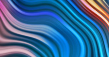 Kavisli çizgileri olan soyut bir arkaplan. Soyut ve gradyan renkte renkli çizimler. Çizgili desenli canlı dalga deseni.