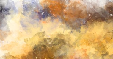 Suluboya arka planda lekeler ve lekelerle boyanmış. Fırça darbesi ile boyanmış. 2d Görüntü.