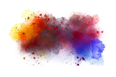 Suluboya arka planda lekeler ve lekelerle boyanmış. Fırça darbesi ile boyanmış. 2d Görüntü.