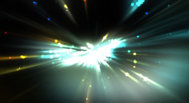 Dinamik hareket eden ışık patlaması. Renkli ışıkların güzel parlak arka planı. Parlayan ışık ışınları ve parçacıkları olan bir yıldızın enerji gösterimi.