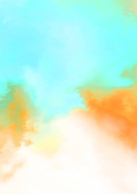 Beyaz arkaplanda soyut renkli suluboya. Dijital resim.