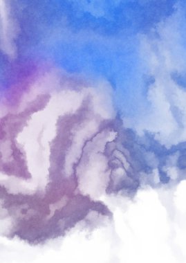 Beyaz arkaplanda soyut renkli suluboya. Dijital resim.