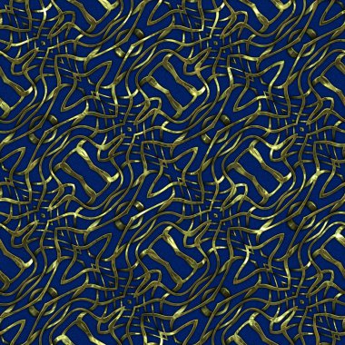 Renkli kumaş arka planında, lüks, kusursuz, altın işlemeli süslemeli moda deseni. Duvar kağıtları ve tekstil baskısı için tasarım. Lüks, ışıl ışıl metalimsi fantezi dokusu.