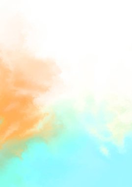 Beyaz arkaplanda soyut renkli suluboya. Dijital resim.