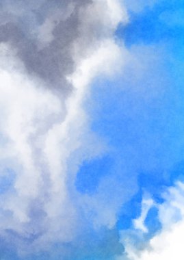 Beyaz arkaplanda soyut renkli suluboya. Dijital resim.