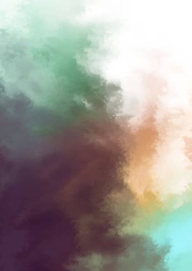 Beyaz arkaplanda soyut renkli suluboya. Dijital resim.