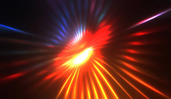 Spectacular Light Show Colorful Vibrant Particle Explotion Glowing Rays Light — ストック写真