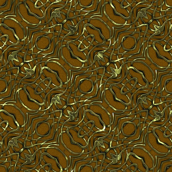 Luxury regal seamless pattern with gold mesh ornament in style of fashion on colorful fabric background. Design for wallpapers and textile print. Luxurious glossy metalwork fantasy texture.