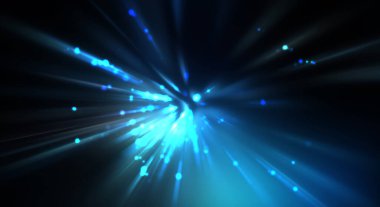 Dinamik hareket eden ışık patlaması. Renkli ışıkların güzel parlak arka planı. Parlayan ışık ışınları ve parçacıkları olan bir yıldızın enerji gösterimi.