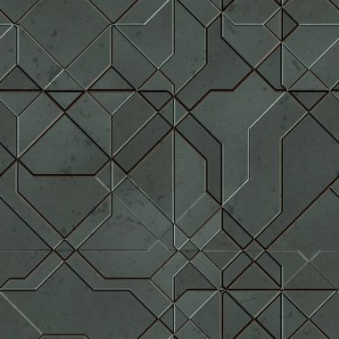 Kusursuz Bilim Kurgu Panelleri. Geleceğin dokusu. Uzay gemisi kaplaması geometrik desen. 3 boyutlu illüstrasyon. Teknoloji konsepti.