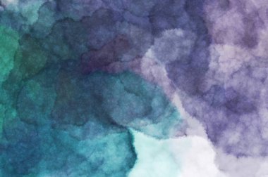 Suluboya arka planda lekeler ve lekelerle boyanmış. Fırça darbesi ile boyanmış. 2d Görüntü.