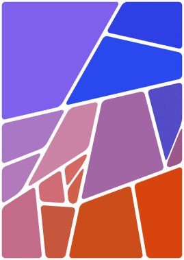 Beyaz boşluğu olan renkli bir çizim. Soyut geometrik desen. Mozaik arka plan. Geometrik çok renkli şekiller.