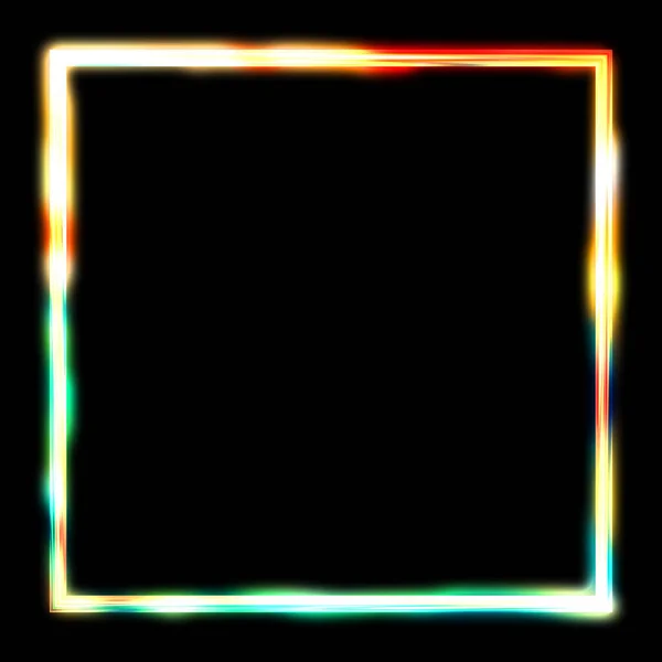 Glow Frame Achtergrond Neon Gloeiende Geometrische Template Geïsoleerd Zwarte Achtergrond — Stockfoto