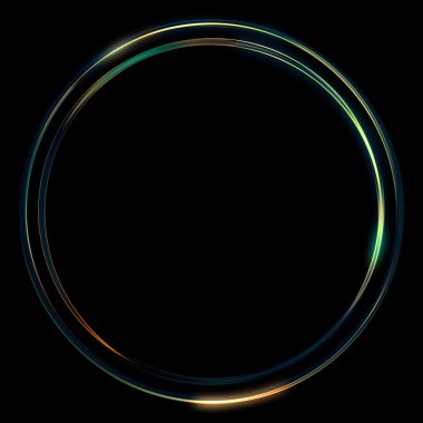 Parlak Çerçeve Arkaplanı. Siyah arkaplanda izole edilmiş parlak geometrik şablon. Soyut 2d illüstrasyon.