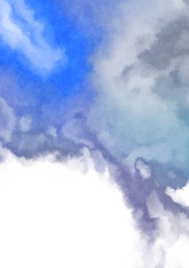 Beyaz arkaplanda soyut renkli suluboya. Dijital resim.