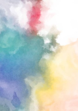 Beyaz arkaplanda soyut renkli suluboya. Dijital resim.