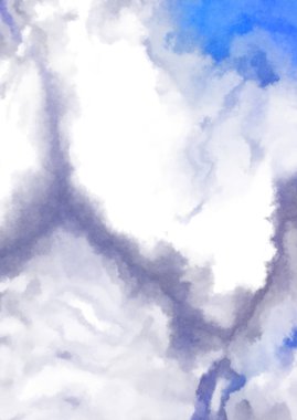 Beyaz arkaplanda soyut renkli suluboya. Dijital resim.