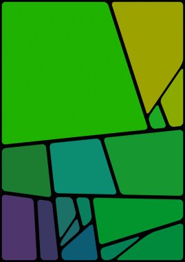 Siyah boşluklu renkli bir çizim. Soyut geometrik desen. Mozaik arka plan. Geometrik çok renkli şekiller.