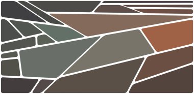 Beyaz boşluğu olan renkli bir çizim. Soyut geometrik desen. Mozaik arka plan. Geometrik çok renkli şekiller.