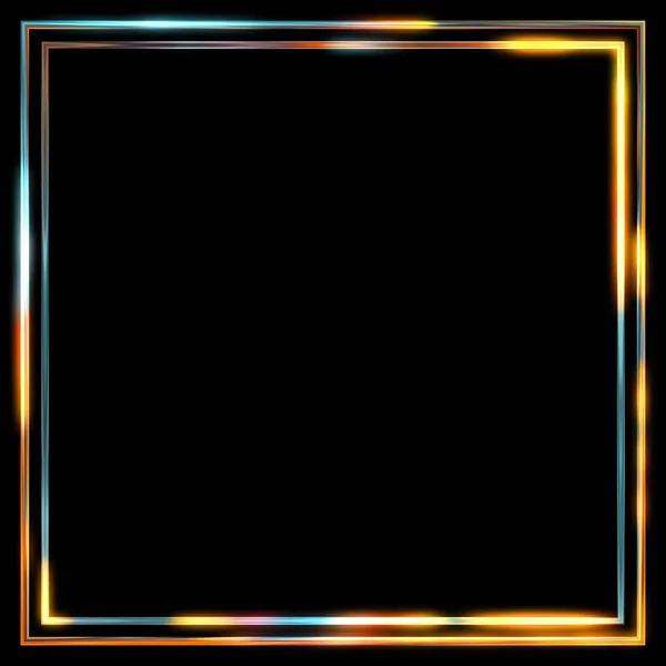 Glow Frame Background Neon Glowing Geometric Template Isolated Black Background — 스톡 사진