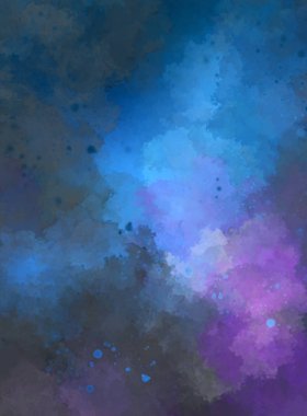 Suluboya arka planda lekeler ve lekelerle boyanmış. Fırça darbesi ile boyanmış. 2d Görüntü.