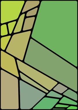 Siyah boşluklu renkli bir çizim. Soyut geometrik desen. Mozaik arka plan. Geometrik çok renkli şekiller.