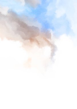 Beyaz arkaplanda soyut renkli suluboya. Dijital resim.