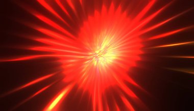 Muhteşem bir ışık gösterisi. Parlayan ışık ışınlarıyla renkli ve canlı parçacık patlaması. Çok renkli yıldız patlaması.