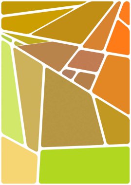 Beyaz boşluğu olan renkli bir çizim. Soyut geometrik desen. Mozaik arka plan. Geometrik çok renkli şekiller.