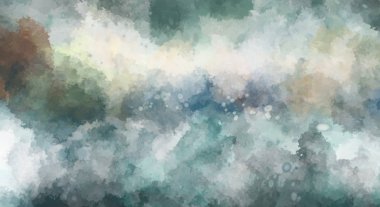 Suluboya arka planda lekeler ve lekelerle boyanmış. Fırça darbesi ile boyanmış. 2d Görüntü.