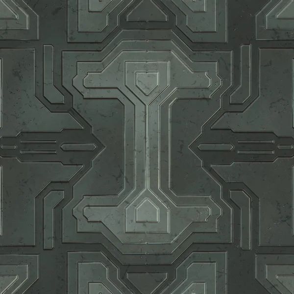 Zökkenőmentes Scifi Panelek Futurisztikus Textúra Űrhajó Burkolatának Geometriai Mintázata Illusztráció — Stock Fotó