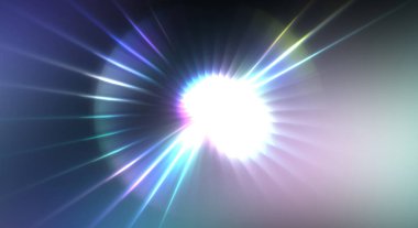 Dinamik hareket eden ışık patlaması. Renkli ışıkların güzel parlak arka planı. Parlayan ışık ışınları ve parçacıkları olan bir yıldızın enerji gösterimi.