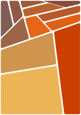 Beyaz boşluğu olan renkli bir çizim. Soyut geometrik desen. Mozaik arka plan. Geometrik çok renkli şekiller.