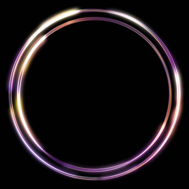 Parlak Çerçeve Arkaplanı. Siyah arkaplanda izole edilmiş parlak geometrik şablon. Soyut 2d illüstrasyon.