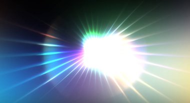 Dinamik hareket eden ışık patlaması. Renkli ışıkların güzel parlak arka planı. Parlayan ışık ışınları ve parçacıkları olan bir yıldızın enerji gösterimi.