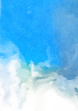 Beyaz arkaplanda soyut renkli suluboya. Dijital resim.