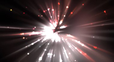 Dinamik hareket eden ışık patlaması. Renkli ışıkların güzel parlak arka planı. Parlayan ışık ışınları ve parçacıkları olan bir yıldızın enerji gösterimi.