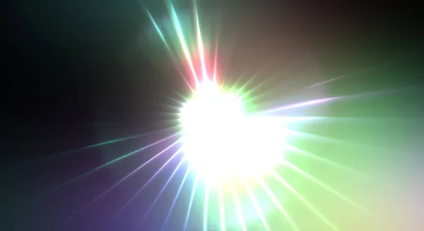 Dynamic moving burst of light. Beautiful shinning background of colorful lights. Vibrant energy display of a star with glowing light rays and particles.