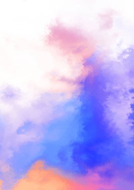 Beyaz arkaplanda soyut renkli suluboya. Dijital resim.