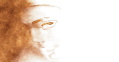 Beyaz arkaplanda soyut renkli suluboya. Dijital resim.