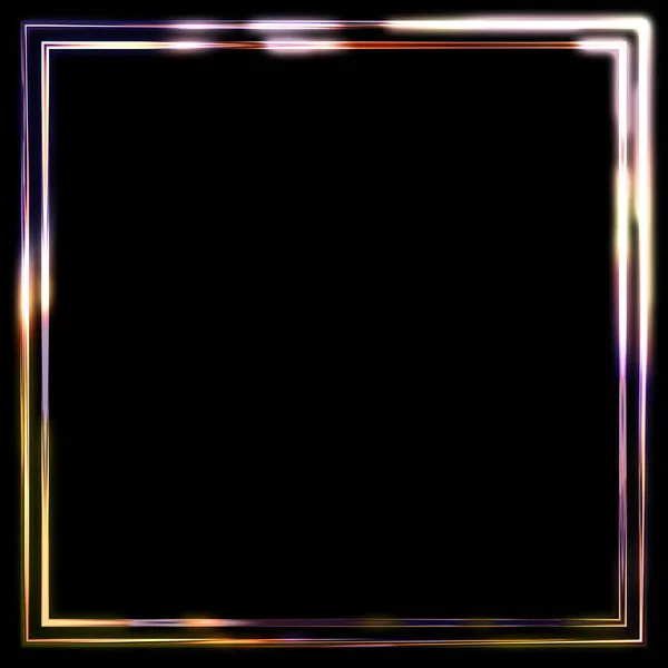 Glow Frame Achtergrond Neon Gloeiende Geometrische Template Geïsoleerd Zwarte Achtergrond — Stockfoto