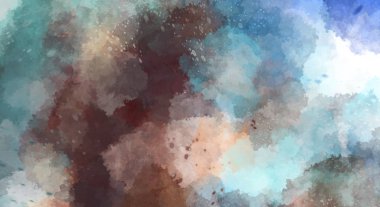 Suluboya arka planda lekeler ve lekelerle boyanmış. Fırça darbesi ile boyanmış. 2d Görüntü.