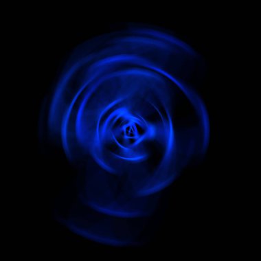 Siyah arka planda izole edilmiş dönen ışık ışınları. Dairesel hareketle parlayan renkli ışık parçacıklarının grafiksel 2d çizimi.