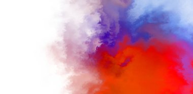 Beyaz arkaplanda soyut renkli suluboya. Dijital resim.