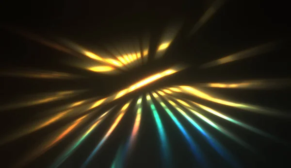 Particule Lumină Mișcare Creând Explozie Raze Multicolore Strălucitoare Fundal Negru — Fotografie, imagine de stoc