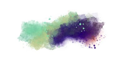 Suluboya arka planda lekeler ve lekelerle boyanmış. Fırça darbesi ile boyanmış. 2d Görüntü.